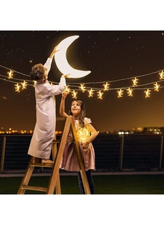 إيروريكس سلسلة أضواء LED بطول 20 قدمًا على شكل نجوم وقمر باللون الأبيض الدافئ لشهر رمضان وعيد مبارك والاحتفالات الإسلامية والعبادة الإسلامية وهدايا العيد تعمل بالبطارية ومنفذ USB للديكور الداخلي  - Image 4