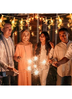 إيروريكس سلسلة أضواء LED بطول 20 قدمًا على شكل نجوم وقمر باللون الأبيض الدافئ لشهر رمضان وعيد مبارك والاحتفالات الإسلامية والعبادة الإسلامية وهدايا العيد تعمل بالبطارية ومنفذ USB للديكور الداخلي  - Image 5