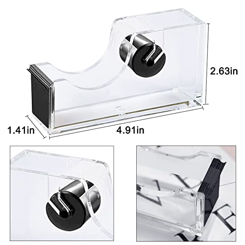 VOSTOR Acrylic Black Tape Dispenser Black Desktop Stapler, Acrylic Office Supplies Includes Staple Remover, Tape, 1000pcs Staples Desk Accessory Kit, Cute Office Stapler Set for Modern Design Office Desktop - Image 4