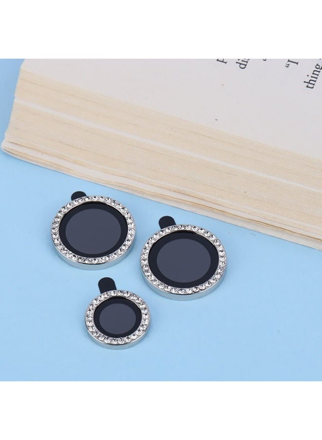 Luxury camera lens studded with rhinestones for Redmi note 14 rhinestones, sparkling diamond crystal cover, durable silver metal frame (silver) - Image 3