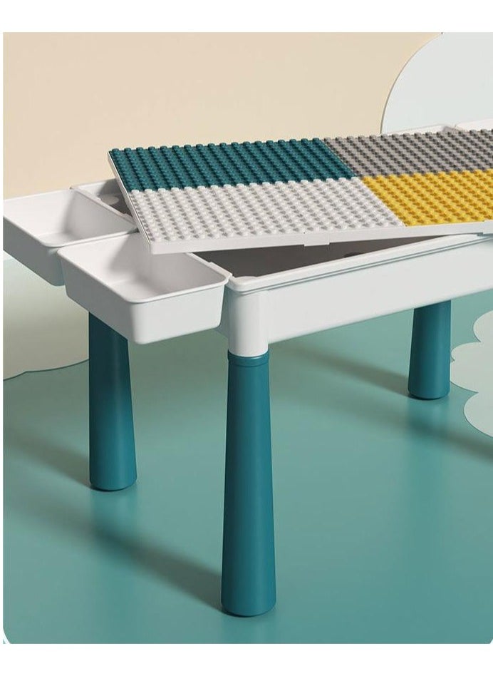 Children's multifunctional block table and chair set -188 pieces of large block compatible brick toy game table, including 1 chair and block table, storage size 78 * 68 * 42