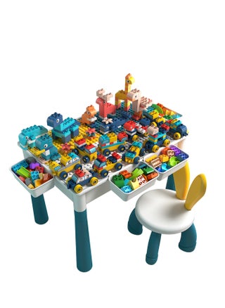 Children's multifunctional block table and chair set -188 pieces of large block compatible brick toy game table, including 1 chair and block table, storage size 78 * 68 * 42 - pzsku/ZAC8661EE016BF4839EB2Z/45/1746761855/c2fd5a89-9676-4e09-acf4-541383fb9b5c
