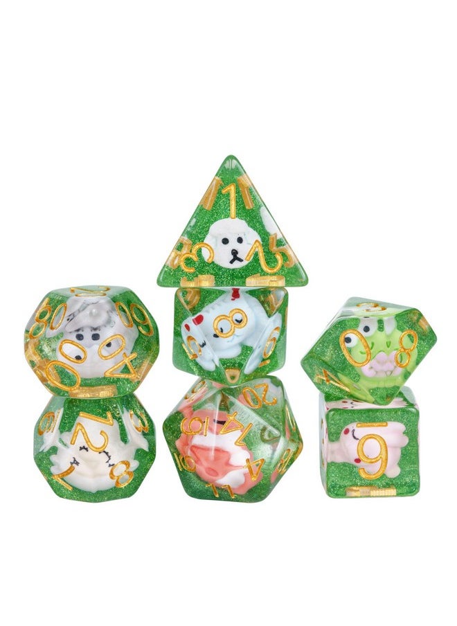 cusdie Cusdie 7-Die DND Dice, Polyhedral Dice Set Filled with Animal, for Role Playing Game Dungeons and Dragons D&D Dice（Animal Family）  - Image 1
