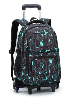 Generic Trolley Backpack Rolling Schoolbag, Large Capacity Water Repellent Graffiti Print Wheeled Schoolbag for Primary Students, Boys  - Image 1