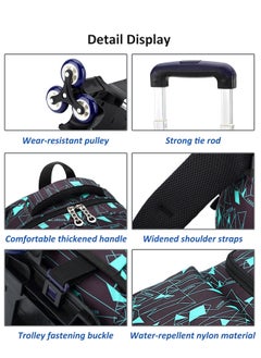 Generic Trolley Backpack Rolling Schoolbag, Large Capacity Water Repellent Graffiti Print Wheeled Schoolbag for Primary Students, Boys  - Image 4