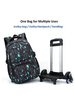 Generic Trolley Backpack Rolling Schoolbag, Large Capacity Water Repellent Graffiti Print Wheeled Schoolbag for Primary Students, Boys  - Image 2