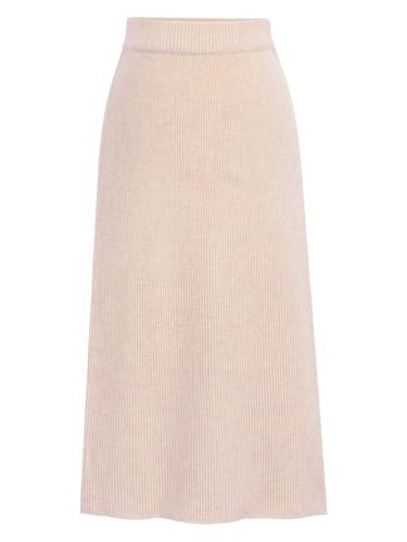 ebossy Women's Winter Warm High Waist Side Slit Wool Blend Long Skirts Rib Knit Stretchy Bodycon Pencil Skirt (2X-Large, Backslit-Apricot) - Image 1