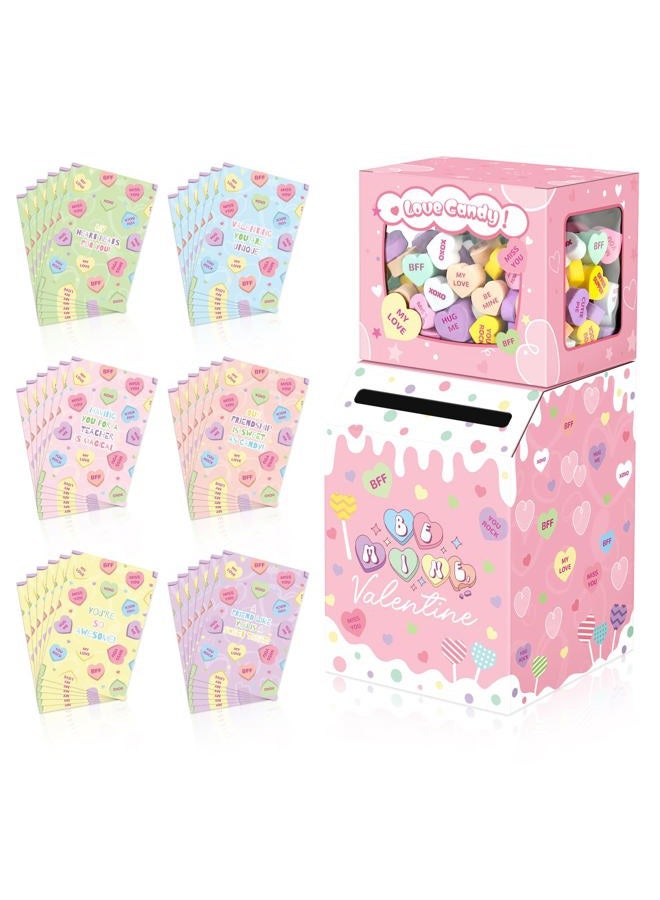 LANLISA Valentines Boxes for Kids - Valentines Day Cards for Kids - Valentine Box with 36 Cards and 6 Teacher Card for Girls Boys Toddlers - Valentines Gifts for School Class Classroom Party Favors - Image 1