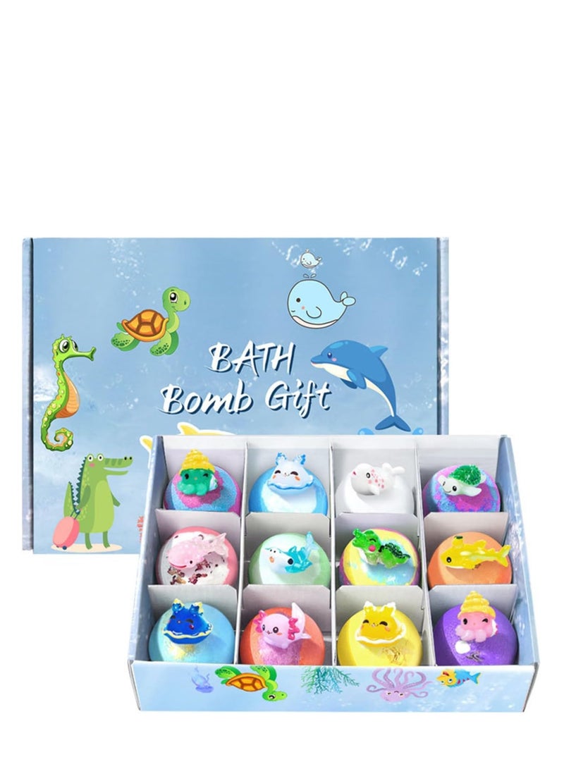 TRASSLE Bath Bombs for Kids with Surprise Inside Kids Bath Bombs Gift Set,12pcs Bath Bubbles Gift Set with Marine Animal Toys, Safe Natural Non-Toxic Bubbles Bath Bubbles - Image 1