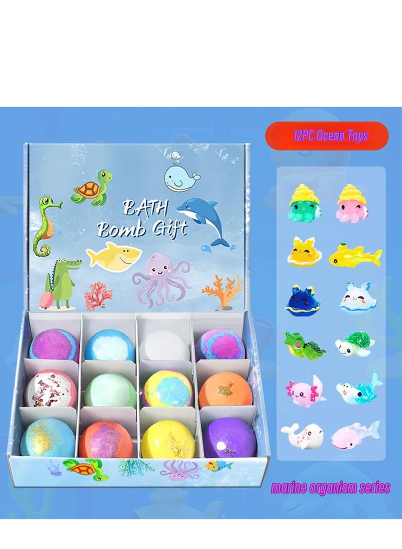 TRASSLE Bath Bombs for Kids with Surprise Inside Kids Bath Bombs Gift Set,12pcs Bath Bubbles Gift Set with Marine Animal Toys, Safe Natural Non-Toxic Bubbles Bath Bubbles - Image 2