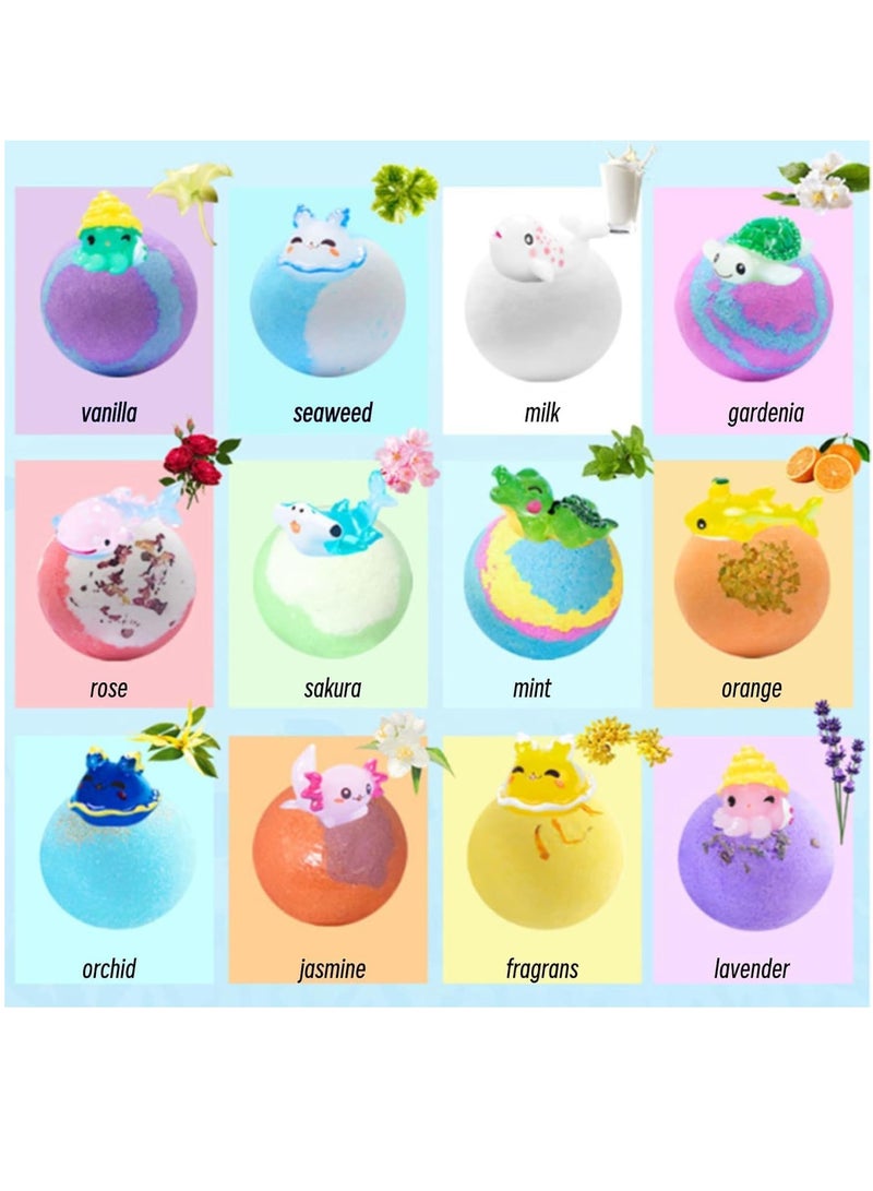 TRASSLE Bath Bombs for Kids with Surprise Inside Kids Bath Bombs Gift Set,12pcs Bath Bubbles Gift Set with Marine Animal Toys, Safe Natural Non-Toxic Bubbles Bath Bubbles - Image 3