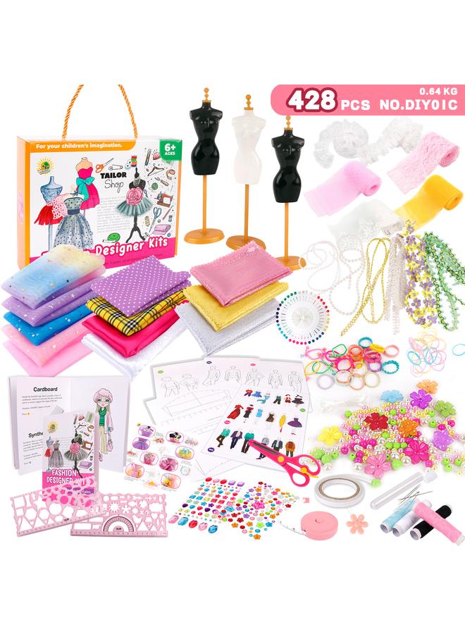 الأزرق جي دبليو أزياء مصمم هدية مجموعات مجموعات أزياء الأطفال الخياطة مجموعات تناسب 6-12 سنة من العمر الفتيات ديي الإبداعية الحرف اليدوية والملابس ولعب اطفال تناسب التعلم المبكر الإبداعية دمية مجموعات الملابس المصنوعة يدويا هدية مثالية للفتيات - Image 1