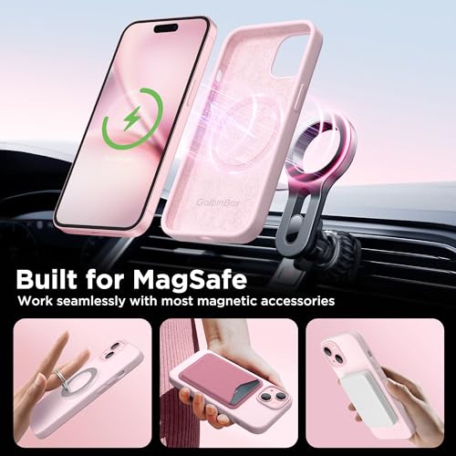 GolbinBox Magnetic for iPhone 15 Case, Compatible with MagSafe, [Soft Anti-Scratch Microfiber Lining], Slim Liquid Silicone Shockproof Protective Phone Case for iPhone 15 6.1 inch, Chalk Pink - Image 3