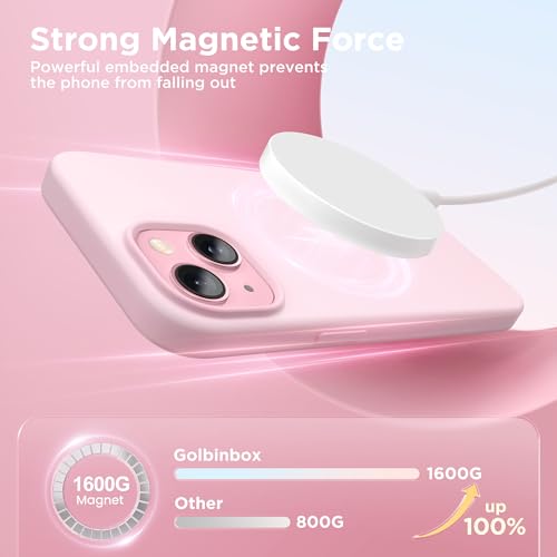 GolbinBox Magnetic for iPhone 15 Case, Compatible with MagSafe, [Soft Anti-Scratch Microfiber Lining], Slim Liquid Silicone Shockproof Protective Phone Case for iPhone 15 6.1 inch, Chalk Pink - Image 2