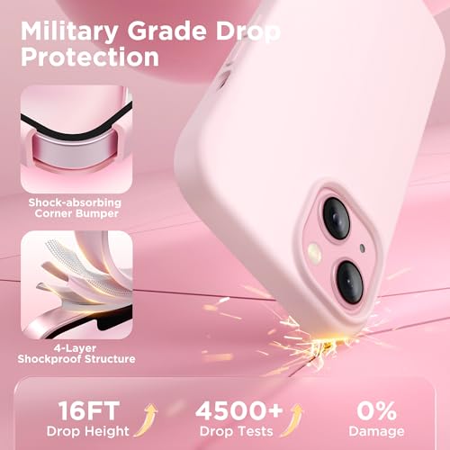 GolbinBox Magnetic for iPhone 15 Case, Compatible with MagSafe, [Soft Anti-Scratch Microfiber Lining], Slim Liquid Silicone Shockproof Protective Phone Case for iPhone 15 6.1 inch, Chalk Pink - Image 4