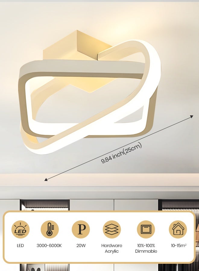YATAI LIGHTING Modern Ceiling Light, Dimmable LED Square Flush Mount Ceiling Lamp, 20W Acrylic and Aluminum Ceiling Lighting Fixture for Living Room Bedroom Kitchen Dining Room,10-15㎡ - Image 3