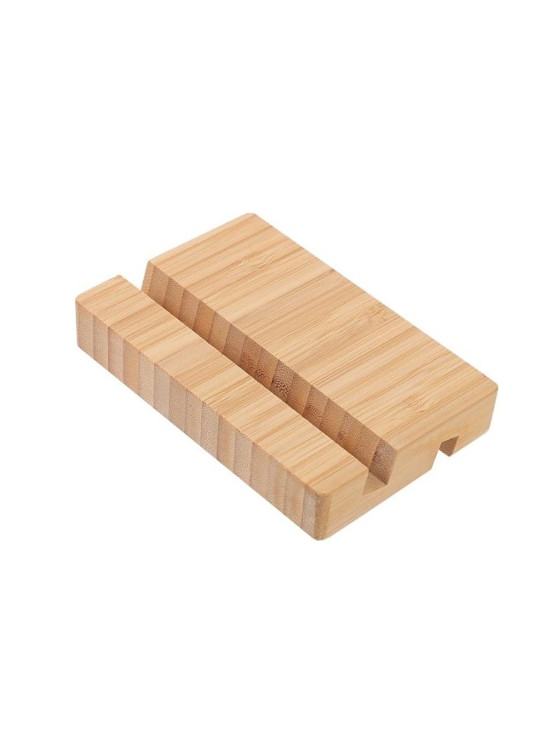 HOME TASTE 𝑯𝑶𝑴𝑬 𝑻𝑨𝑺𝑻𝑬 Desktop Bamboo Phone Holder Stand, Universal Wooden Mobile Phone Stand for Desk, Hands-Free Smartphone Dock, Portable Phone Bracket for Office, Home, Bedside & Kitchen - Image 1