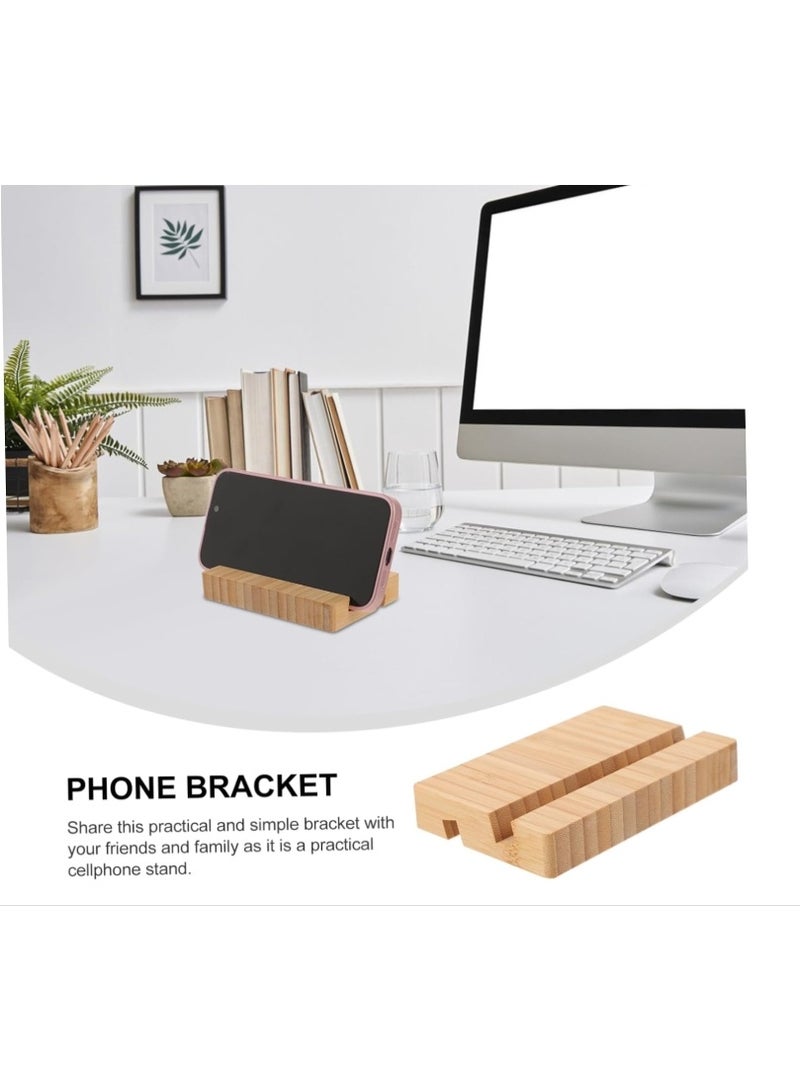 HOME TASTE 𝑯𝑶𝑴𝑬 𝑻𝑨𝑺𝑻𝑬 Desktop Bamboo Phone Holder Stand, Universal Wooden Mobile Phone Stand for Desk, Hands-Free Smartphone Dock, Portable Phone Bracket for Office, Home, Bedside & Kitchen - Image 3