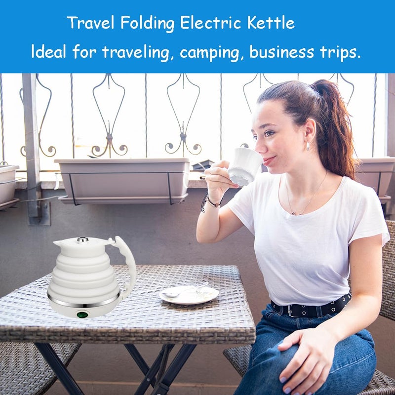 LOUTYTUO Ultrathin Upgraded Food Grade Silicone Travel Foldable Electric Kettle Boil Dry Protection Portable with Dual Voltage and Separable Power Cord,555ML 110-220V US Plug - Image 4