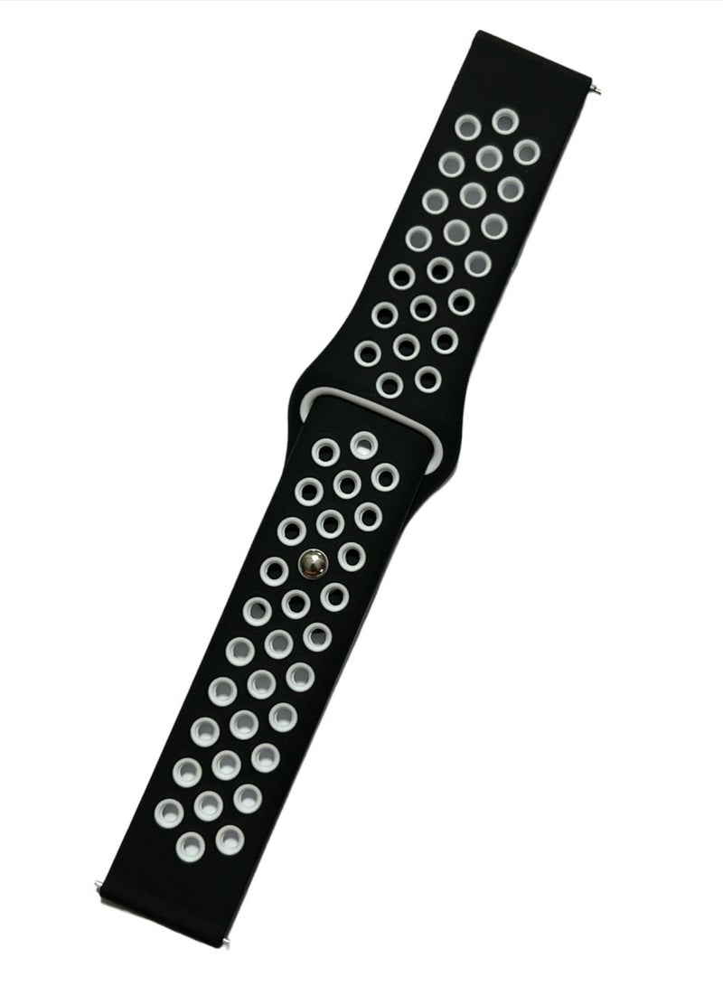 20mm Sport Silicone Watch Band For Samsung Galaxy Watch 4- 40/42/44/46mm - Black/white - Image 3