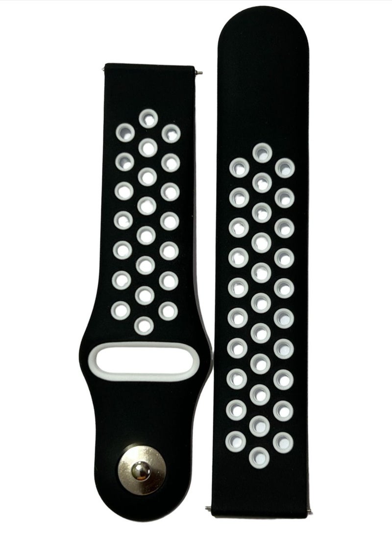 20mm Sport Silicone Watch Band For Samsung Galaxy Watch 4- 40/42/44/46mm - Black/white - Image 2