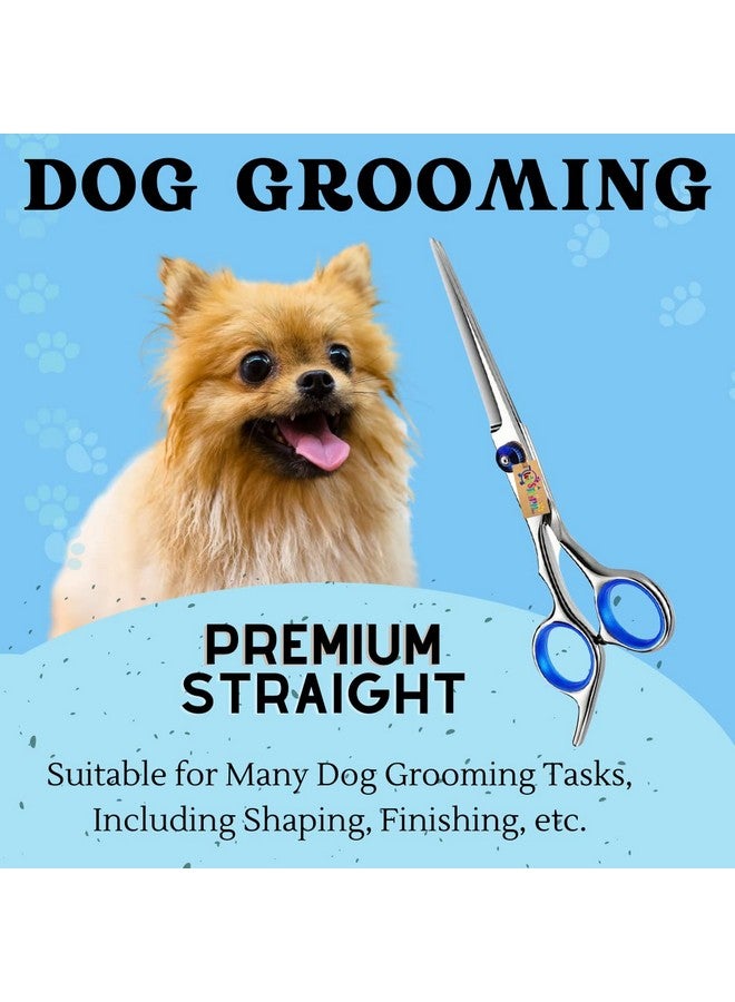 ويستيرن إرا مقص مستقيم للكلاب، مقص ترقق، مستقيم، تصميم خفيف الوزن للغاية، مريح، فعال، حماية آمنة، حساس للتشذيب، تصميم متقن، فتحات أصابع ممتدة (15 سم) - Image 4