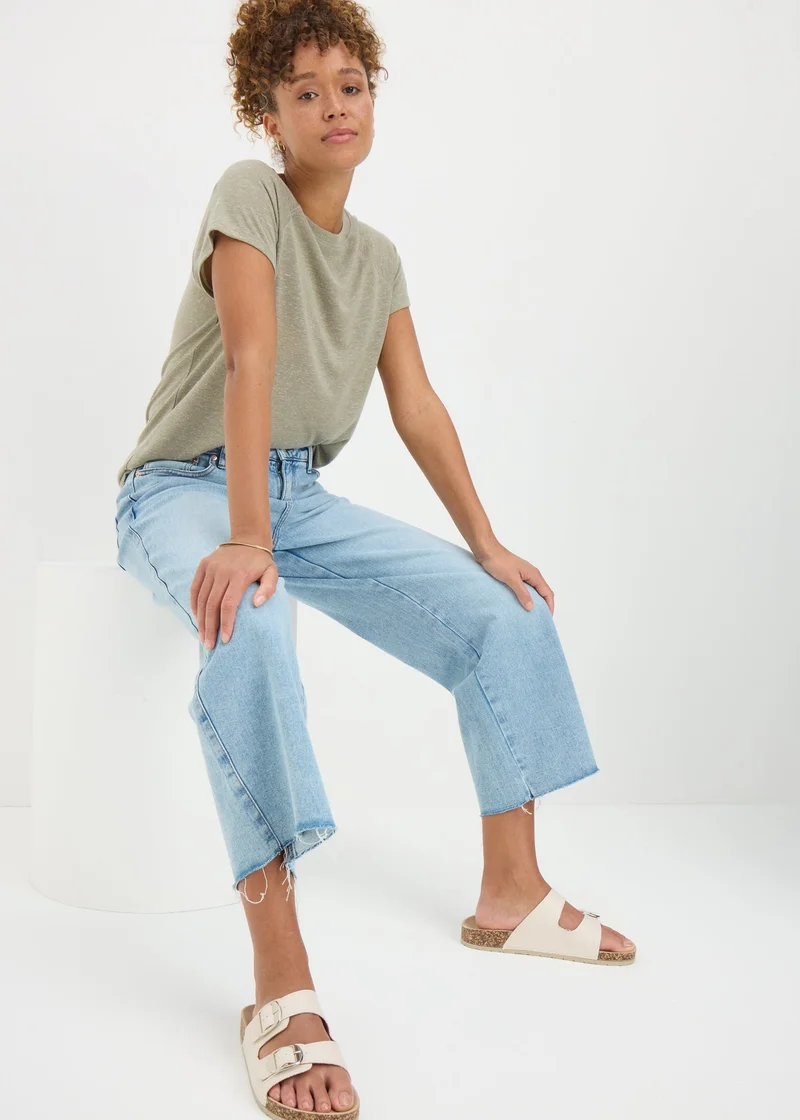 Matalan Sage Linen Blend Regular Fit T-Shirt