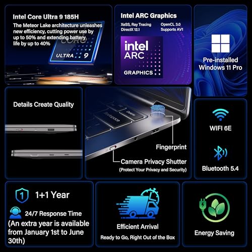 GEEKOM GeekBook X14 Pro Laptop, 2.2lbs Ultra Thin 14" 2.8K OLED Laptop Computer, Ultra 9 185H, 32GB LPDDR5x 7500MHz RAM 2TB SSD, Up to 16 Hour, 2X USB4, Fingerprint, Hub, Copilot, Windows 11 Pro - Image 2