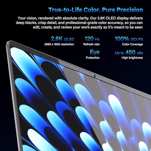 GEEKOM GeekBook X14 Pro Laptop, 2.2lbs Ultra Thin 14" 2.8K OLED Laptop Computer, Ultra 9 185H, 32GB LPDDR5x 7500MHz RAM 2TB SSD, Up to 16 Hour, 2X USB4, Fingerprint, Hub, Copilot, Windows 11 Pro - Image 4