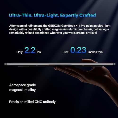GEEKOM GeekBook X14 Pro Laptop, 2.2lbs Ultra Thin 14" 2.8K OLED Laptop Computer, Ultra 9 185H, 32GB LPDDR5x 7500MHz RAM 2TB SSD, Up to 16 Hour, 2X USB4, Fingerprint, Hub, Copilot, Windows 11 Pro - Image 3
