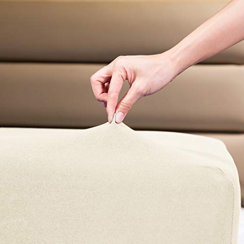 COSMOPLUS Fitted Sheet- COSMOPLUS Queen Fitted Sheet Only（No Flat Sheet or Pillow Shams）,4 Way Stretch Micro-Knit,Snug Fit,Wrinkle Free,for Standard Mattress and Air Bed Mattress from 8” Up to 14”,Beige - Image 1