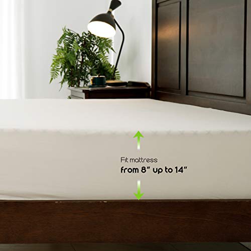 COSMOPLUS Fitted Sheet- COSMOPLUS Queen Fitted Sheet Only（No Flat Sheet or Pillow Shams）,4 Way Stretch Micro-Knit,Snug Fit,Wrinkle Free,for Standard Mattress and Air Bed Mattress from 8” Up to 14”,Beige - Image 5