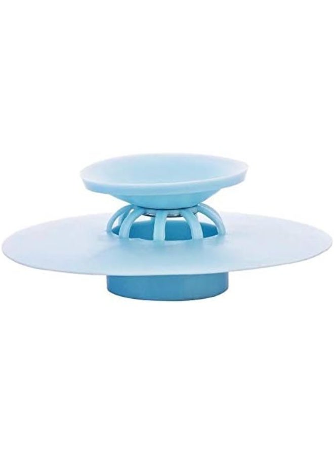 سدادة ومصفاة سيليكون لحوض الاستحمام – غطاء صرف عالمي للحمام، المطبخ وغرفة الغسيل، مناسب للمصارف من 1.34 إلى 3.71 بوصة، سهل الاستخدام والتنظيف – أزرق - Image 1