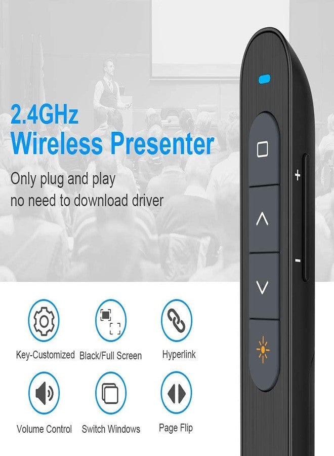 rts Professional high power red Laser usb Wireless Laser Presenter Presentation ppt pointer Remote Control Slider Changer Controller Restar 2.4GHz Projector Laptop Control Show Light Clicker Laser Pointer - Image 2