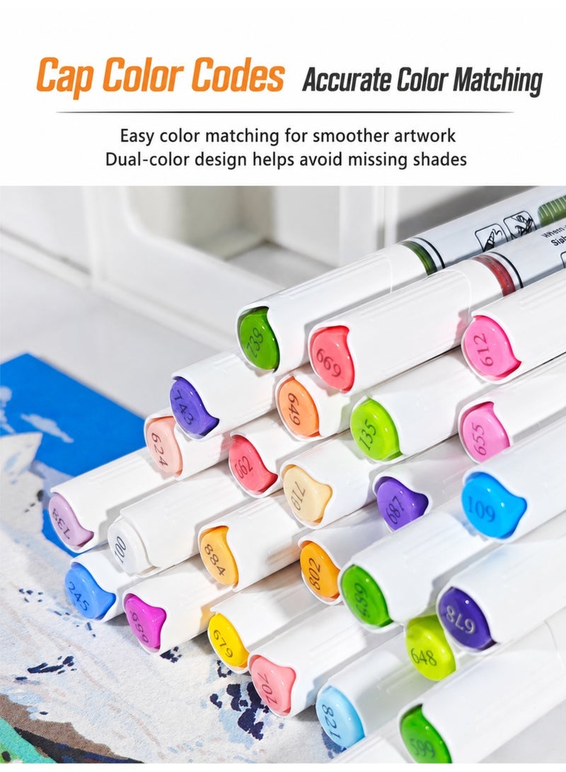 GuangNa 60 Colors Acrylic Dual Tip Marker Set, 30 Pens with Two-Tone Brush Tips, Liquid Acrylic Art Markers for Paper, Stone, Wood, Fabric, Glass & DIY Crafts - Image 2