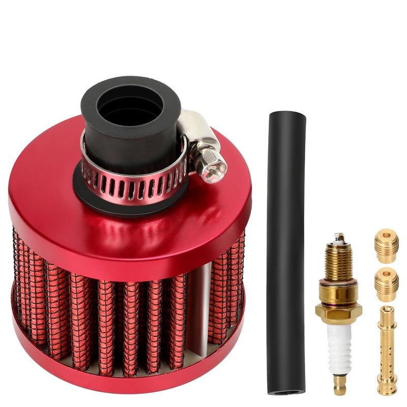 YOXUFA 12mm Air Filter Kit with Main Jet Replacement for Predator 212cc 224cc 196cc 65hp Engine Coleman Minibike CT200U CT200UEX BT200X Baja Warrior MB200 Axis M200 GX200 Mini Bike Powersports Parts