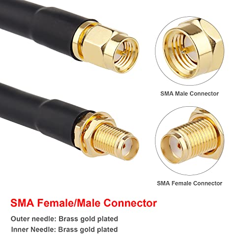 XRDS -RF SMA Extension Cable 200 FT with SMA Male to Female Connector 50 Ohm KMR240 Low Loss Coax Coaxial Cable - Image 2