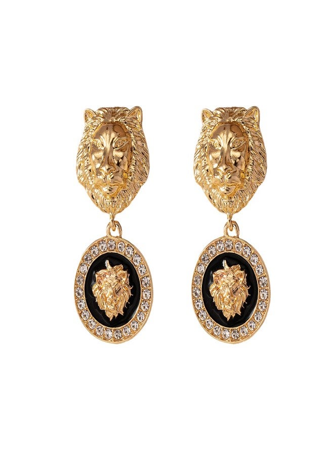 Decixde Tiger Earrings for Women Gold Tiger Lion Drop Dangle Earrings Hollow Tiger Head Animal Earring Game Day Statement Jewelry (Gold Lion) - Image 1