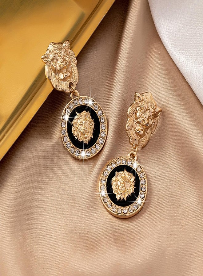 Decixde Tiger Earrings for Women Gold Tiger Lion Drop Dangle Earrings Hollow Tiger Head Animal Earring Game Day Statement Jewelry (Gold Lion) - Image 5