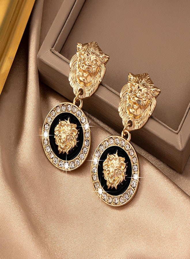 Decixde Tiger Earrings for Women Gold Tiger Lion Drop Dangle Earrings Hollow Tiger Head Animal Earring Game Day Statement Jewelry (Gold Lion) - Image 4