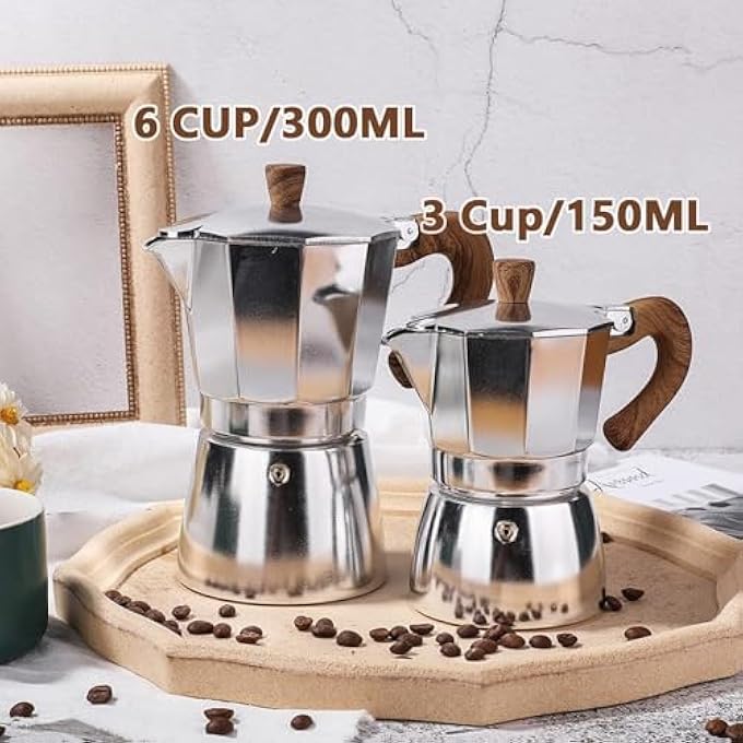 SWIUKPHE Moka Pot Italian Coffee Maker Coffee Pot 6 Cup10 Oz Stovetop Espresso Maker For Gas Or Electric Ceramic Stovetop Camping Manual Cuban Coffee Percolator For Cappuccino Or Latte - Image 5