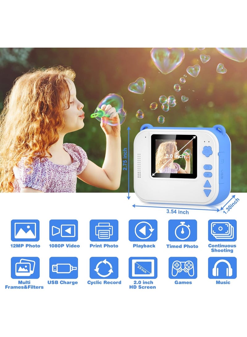 AROAQ Kids Instant Camera for 3-12 Years Old Kids Toddlers Childrens Boys Girls Birthday Gifts 2.0 Inch Screen 12MP / 1080P HD Video Camera Baby Instant Print Digital Camera With 32G TF Card - Image 2