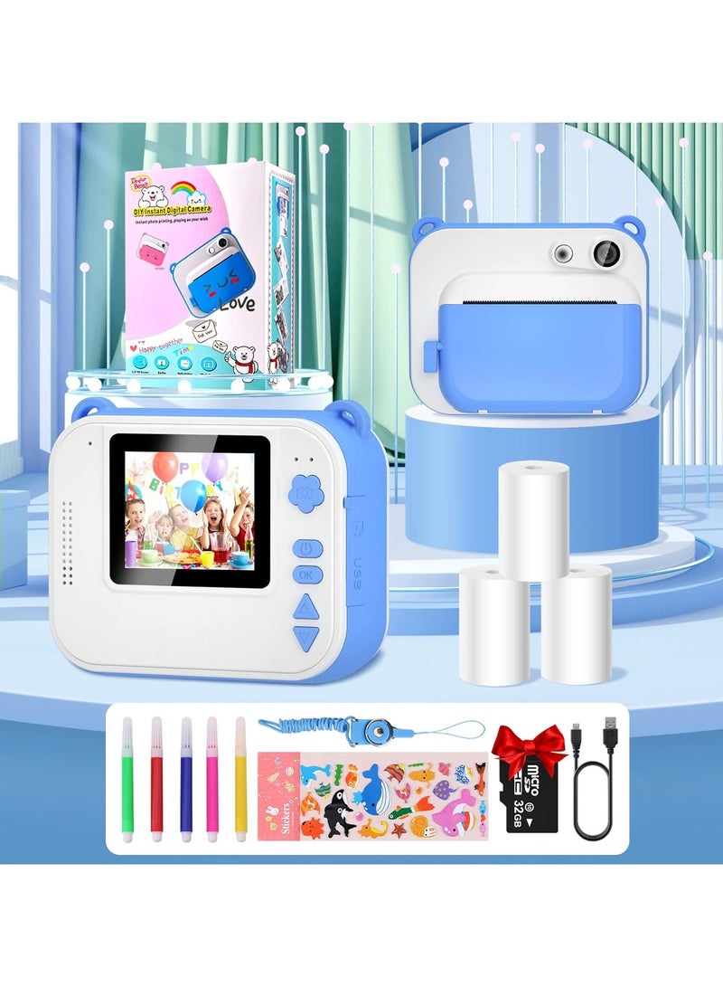 AROAQ Kids Instant Camera for 3-12 Years Old Kids Toddlers Childrens Boys Girls Birthday Gifts 2.0 Inch Screen 12MP / 1080P HD Video Camera Baby Instant Print Digital Camera With 32G TF Card - Image 5