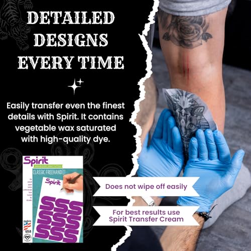 Spirit® Classic Freehand Tattoo Stencil Transfer Paper, 8.5" X 11" (100 Sheets), Certified Vegan, Proudly Made in The USA - Image 2
