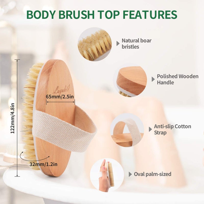 MustHome Detachable Wooden Bristle Bath Brush with Long Handle Easy Massage | Body Brush Set of 2 | Removes Dead Skin, Cellulite | Brown (Combo 3) - Image 3