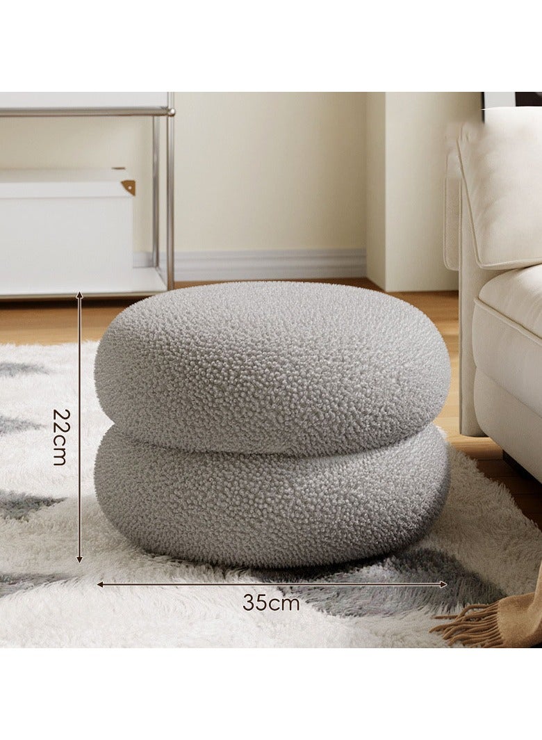 general Small stool living room sofa round stool low stool creative sitting stool shoe stool (gray) - Image 1