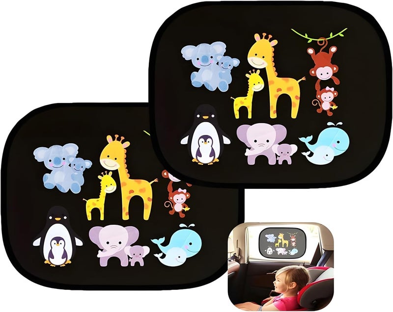 أكس سبرينج Xspring نافذة جانبية للسيارة مظلة شمسية 2 عبوة من ظلال نافذة السيارة المغناطيسية حاجز الشمس العالمي المناسب لراحة الأطفال والرضع أثناء السفر