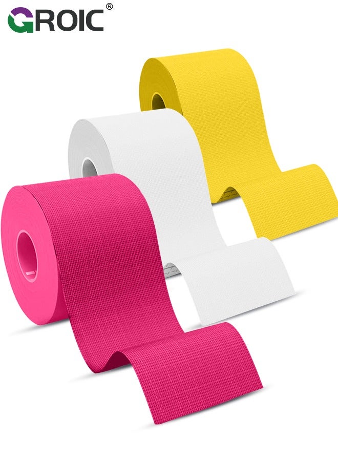 GROIC 3 Rolls Kinesiology Tape, Sports Tape Athletic Recovery Pain Relieve Strong Adhesion Waterproof Sports Theraeputic Tape for Muscle Pain Relief and Joint Support  [2” x 197”] - Image 1