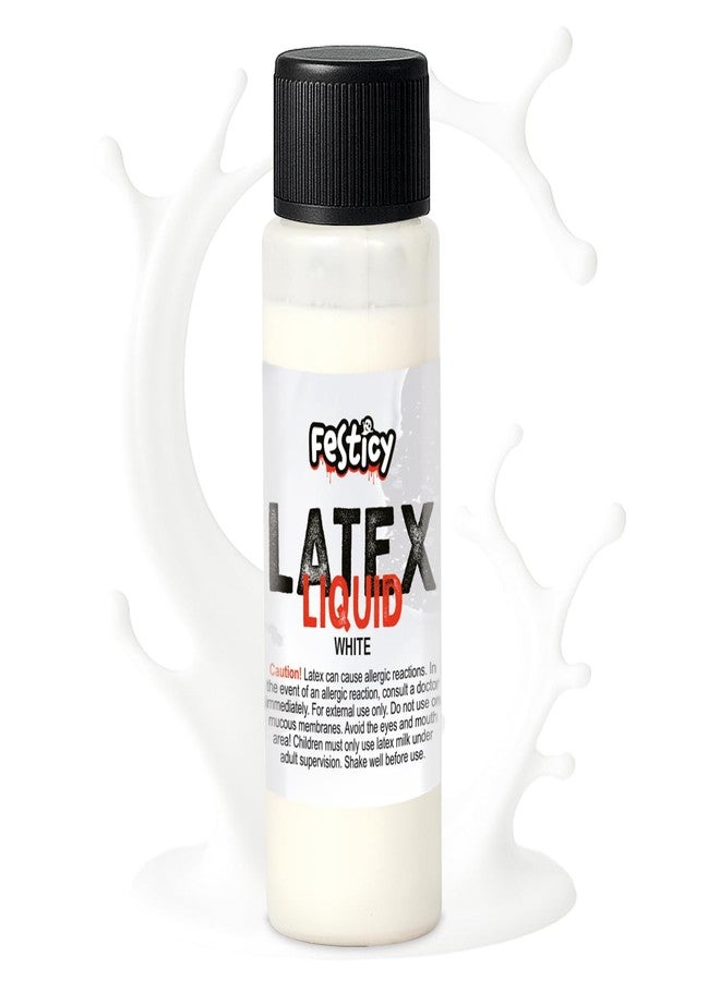 Festicy Liquid Latex - 1 oz Bottle for SFX, Cosplay & Special Effects - Ideal for Creating Realistic Wounds & Scars, Halloween & Theater Makeup (White) - Image 1