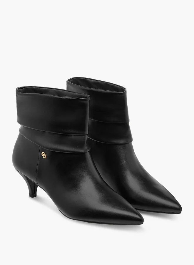 سيليست Women's Ruched Detail Ankle Boots with Kitten Heels